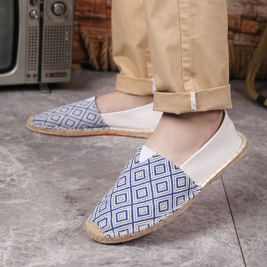 Breathable Casual Couple Ramie Sole Shoes Men And Women Fisherman Slip-on Canvas Shoes